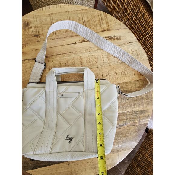 Lug Matte Luxe Crossbody with Tote Handles Dory Medium Travel Bag Pebble Ivory - Picture 16 of 16